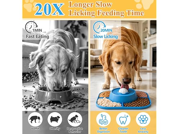 Huttoi Slow Feeder Dog Bowls 3-in-1 