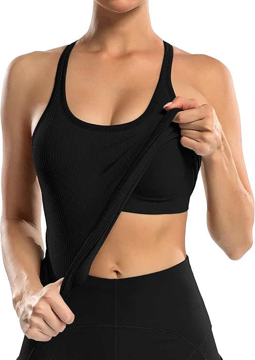 Women's Yoga Tank Top With Built-in Bra - Gallery 12