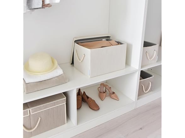 CROS Storage Baskets with Lid 2 Pack Beige Ivory