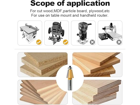 FIVEPEARS Chamfer Router Bit 1/2 Inch
