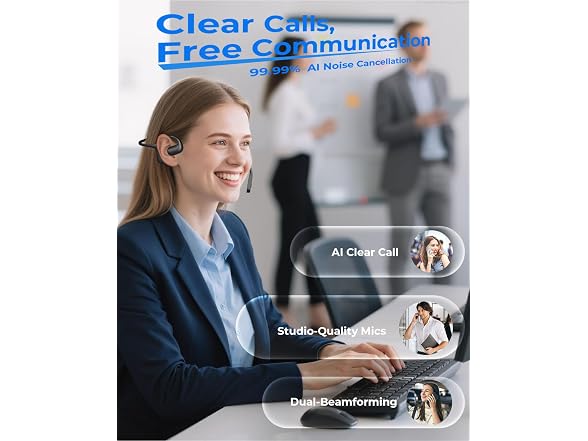 HANJIA Open Ear BT Headphones w/Mic