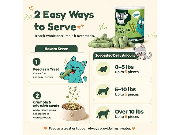 Heckin Yum Freeze Dried Cat Grass Treats