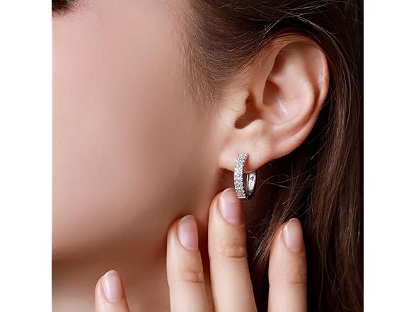 YOURDORA CZ Hoop Sterling Silver Earrings