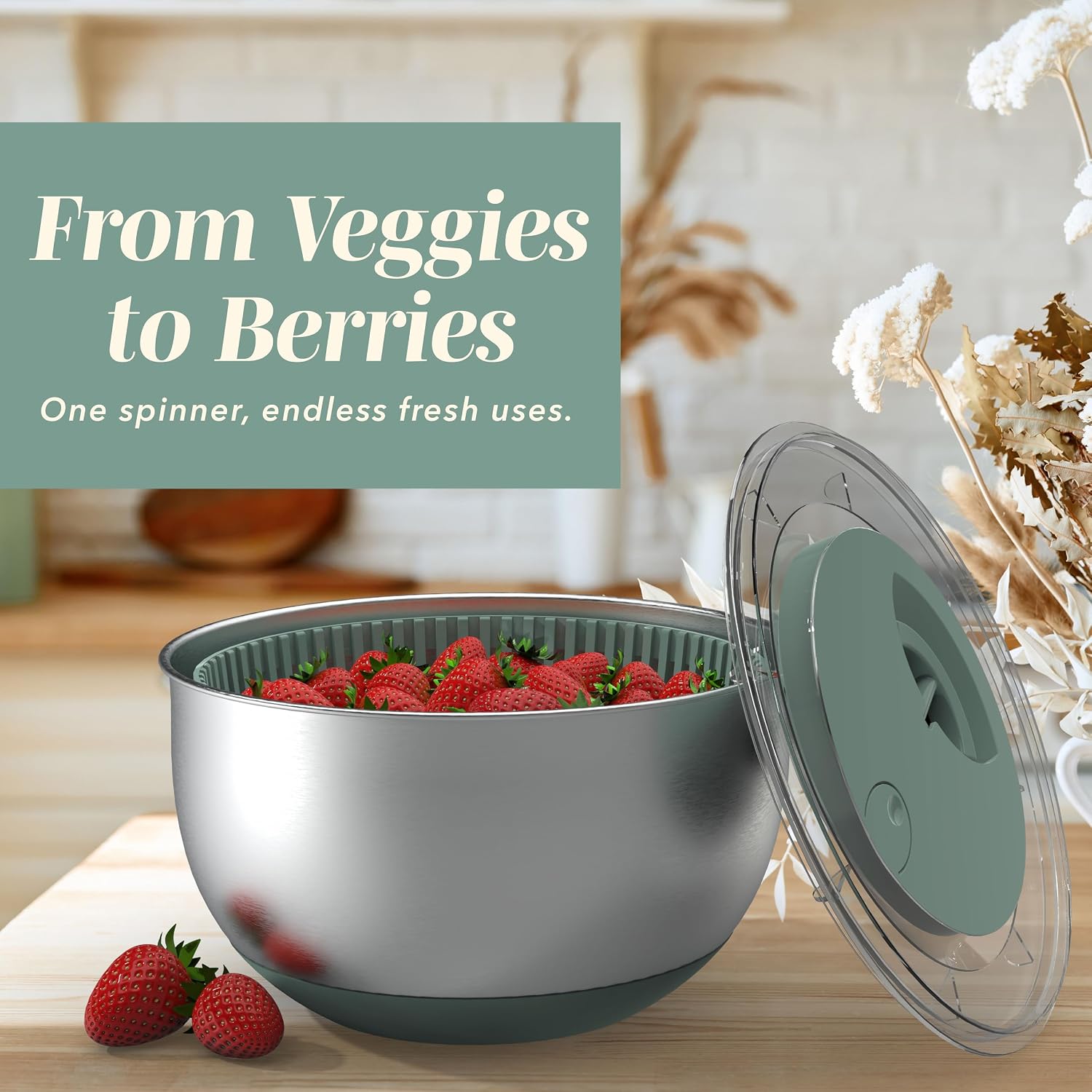 5 Qt. Stainless Steel Salad Spinner - Gallery 15