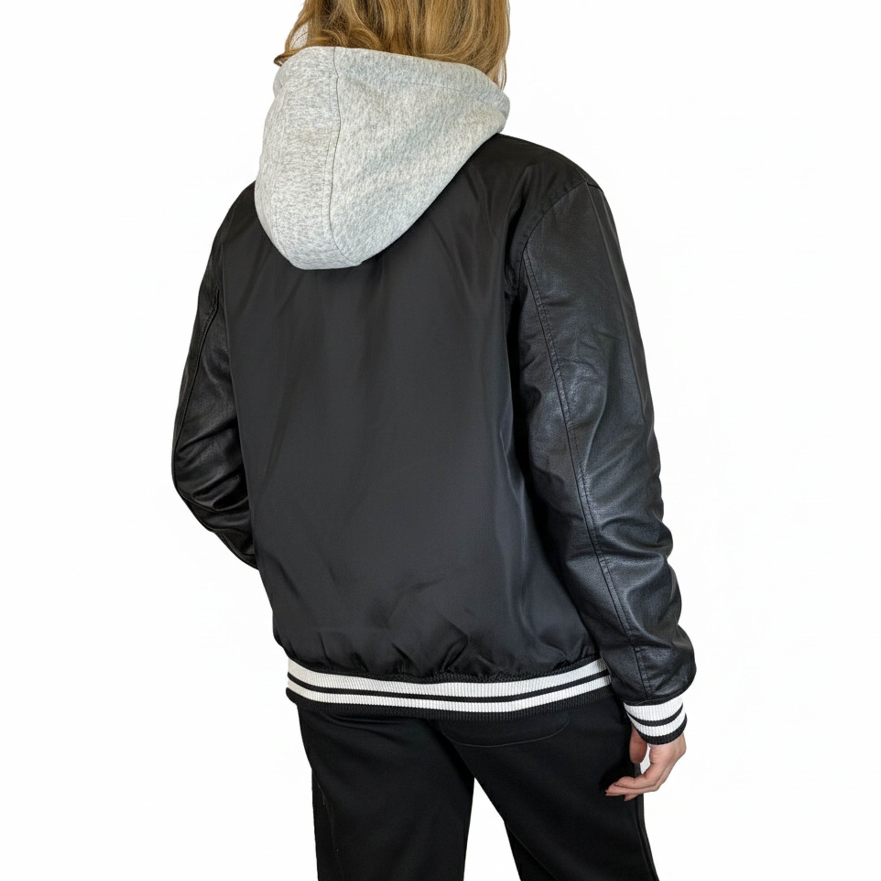 Womens Oversized Heavyweight Hooded Varsity Jacket - Gallery 22