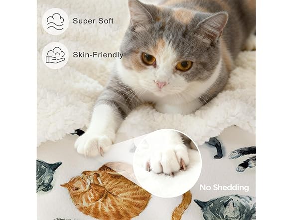 Sleepwish Colorful Cat Fleece Throw Blanket