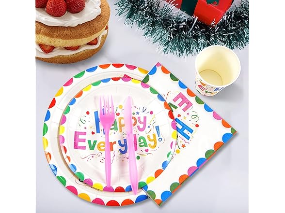 NASUN 160 Pcs Birthday Party Tableware