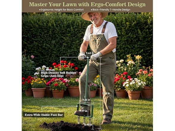 Worcest 2-in-1 Manual Lawn Aerator Tool