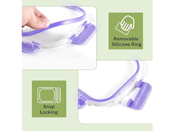 HOMBERKING 8pk Purple Glass Food Containers