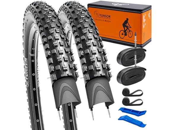 YUNSCM 27.5" MTB Tires & Tubes Set, 2-Pack