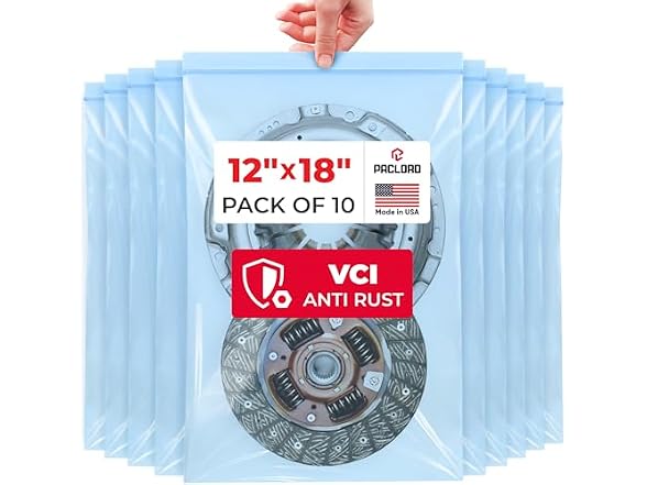 VCI Reclosable Poly Bags 12" x 18", Pack of 10