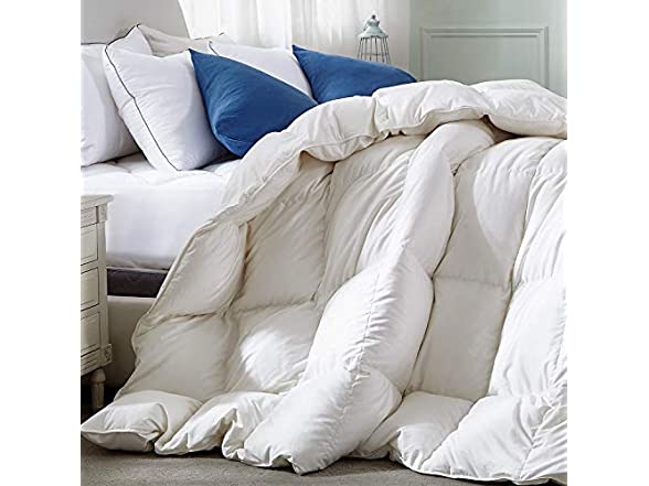 Royoliving All Season Down Comforter – King Size, 80% Feathers 20% Down, 100% Cotton Cover With Corner Tabs