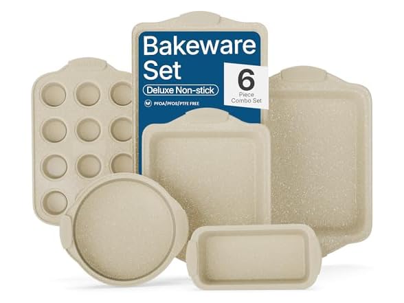 BAKKENMASTER 6-Piece Deluxe Nonstick Baking Pan Set