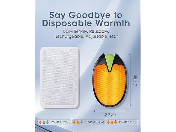 Hand Warmers Rechargeable, 2 Pack 20Hrs Long Heating