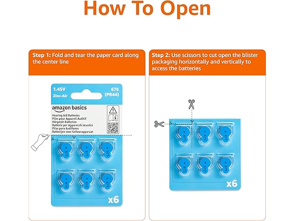(60 PACK) Amazon Basics Hearing Aid Size 675 Zinc-Air Batteries