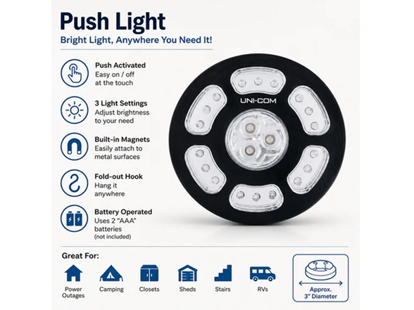 2-Pack Magnetic Hanging 21 LED Ultra Bright Push Light