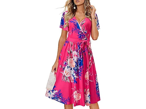 Laishen Women (XL) V Neck Short Sleeves Dress