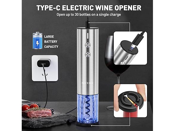 Secura Stainless Steel Electric Wine Opener