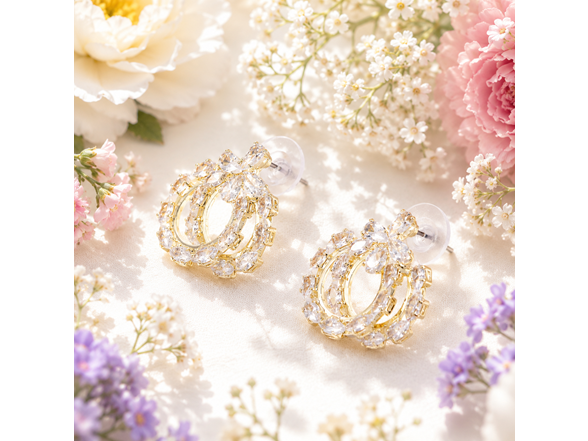 18K Gold Pear CZ Huggie Hoops