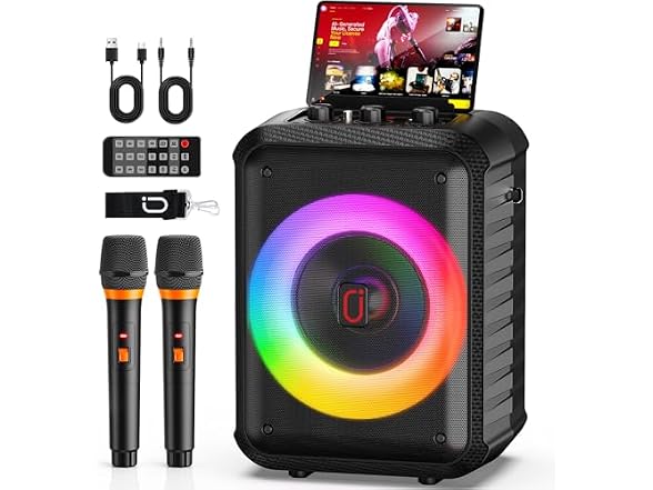 JYX Karaoke Machine 2 Wireless Mics