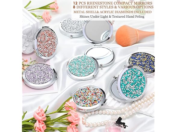 12-Pack Colorful Pocket Compact Mirrors