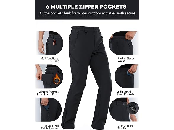 Stlight Men (36W x 30L) Snow Ski Water Leg Bottom
