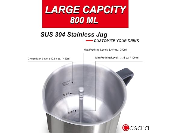 Casara 4-in-1 Electric Milk Steamer