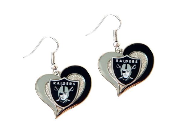 Oakland Raiders Swirl Heart Earrings