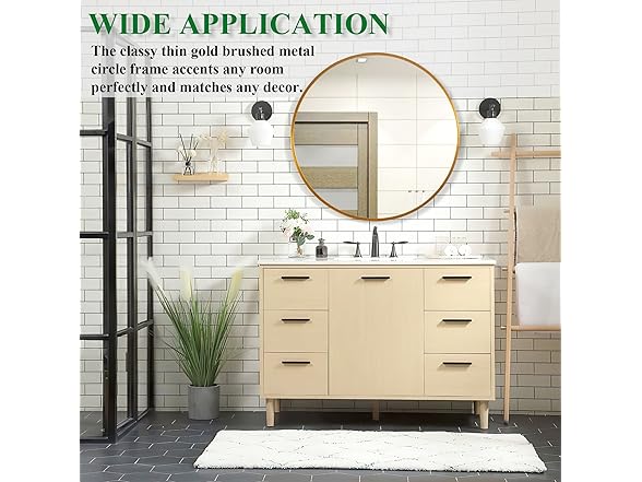 Trvone Gold Round Mirror 24inch