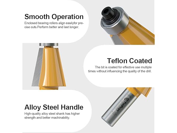 FIVEPEARS Chamfer Router Bit 1/2 Inch