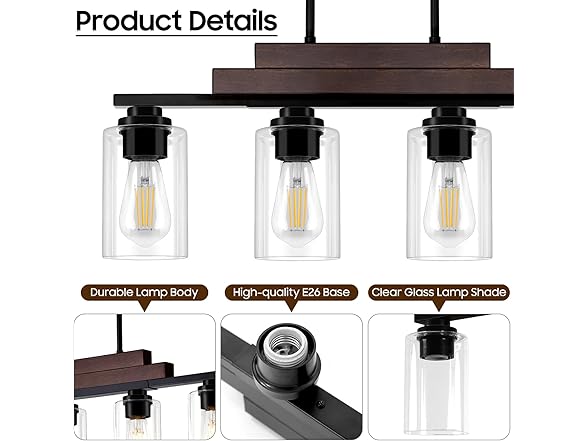 4-Light Linear Chandelier, Matte Black Pendant