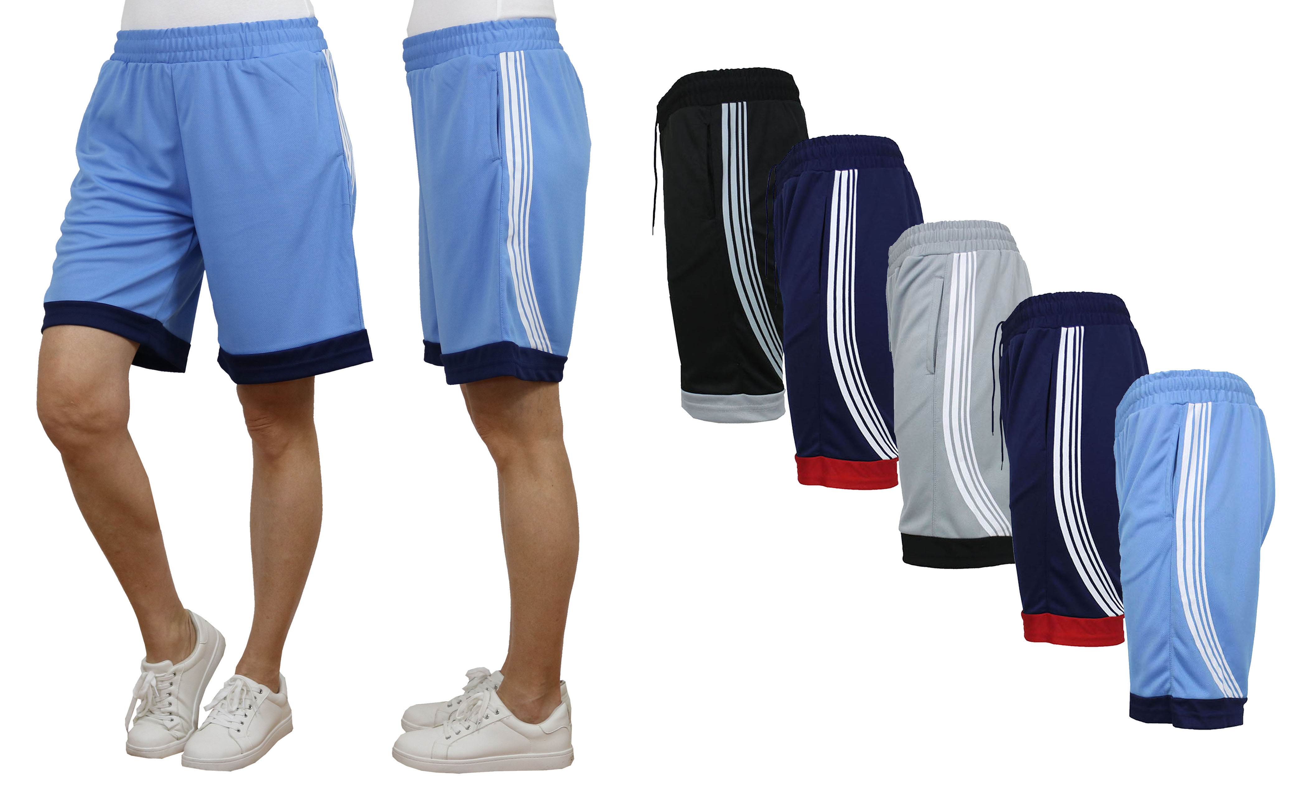 5Pk Womens Active Mesh Shorts w/Trim - Gallery 9