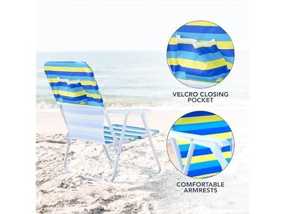 CARIBBEAN JOE Beach Chair, 1 Position (Bold Stripe)