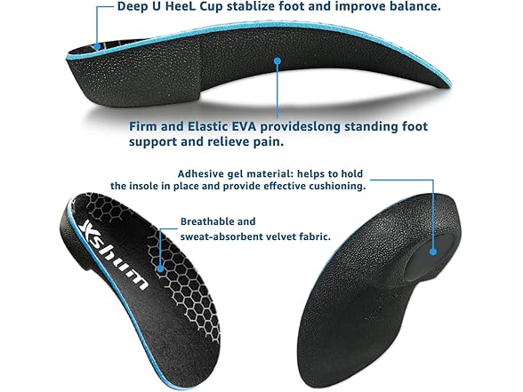 Xshum 3/4 Orthotic Insoles