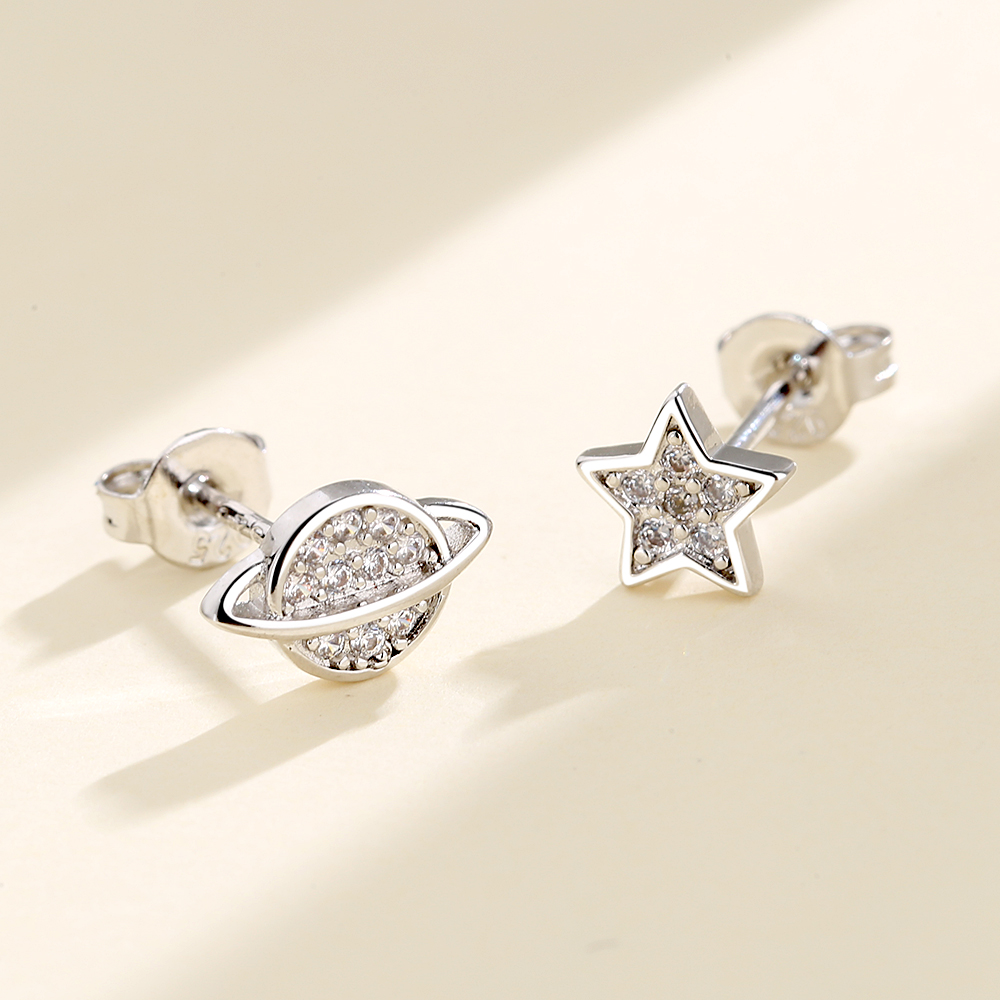 Star and Planet Crystal Stud Earrings - Gallery 4