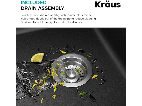 KRAUS Black 33 in Double Bowl Granite Kitchen Sink