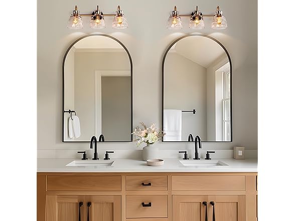 KSANA Black Gold Bathroom Light Fixtures, 3 Light