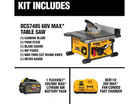 DEWALT DCS7485T1 FLEXVOLT Table Saw Kit