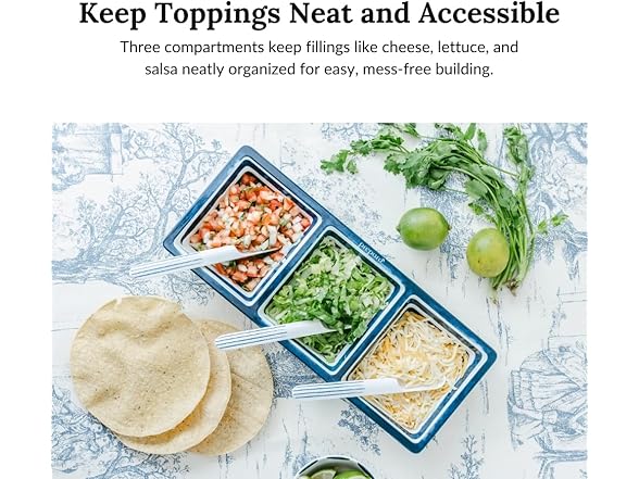 Prepara Coastal Stripe 3-Section Tray, Blue/White