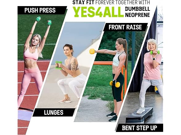 Yes4All Neoprene Dumbbell Set with Rack