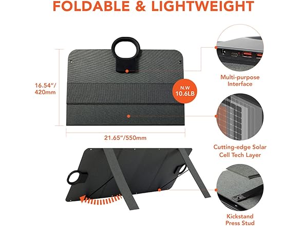 Manusage 100W Portable Solar Panel