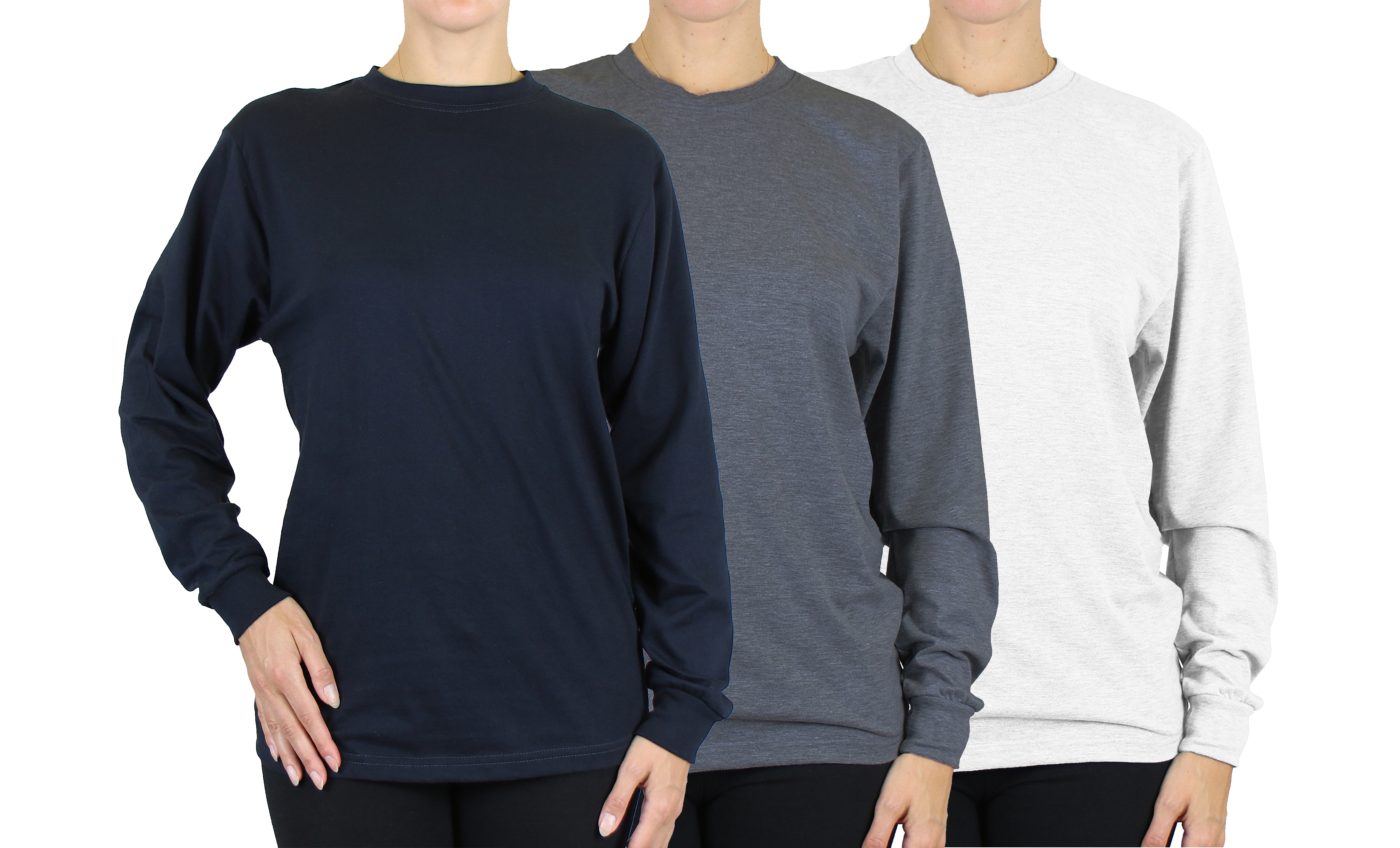 (3 or 6Pk) Womens L/S Loose Fit Solid Shirt - Gallery 16