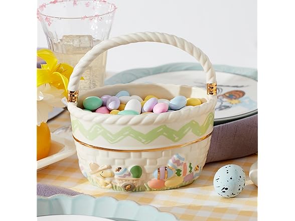Lenox Peanuts Easter Snoopy & Woodstock Basket, Spring Home Decor