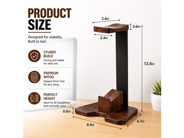 Wood Headset Stand for Desk