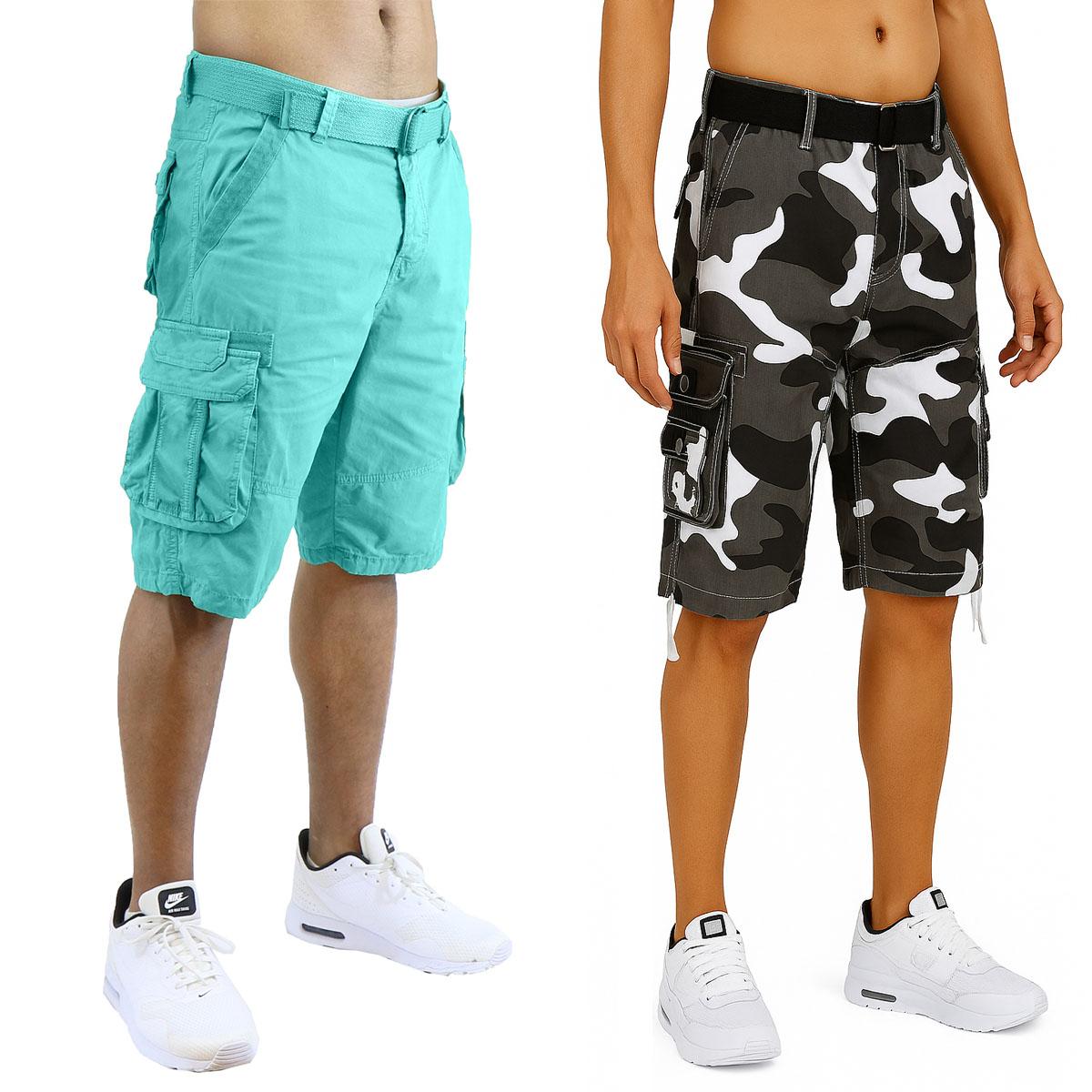 2Pk Mens Belted Cargo Utility Shorts - Gallery 20