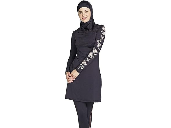 Yeesam Men (10-12) Muslim Full Swimsuits Black