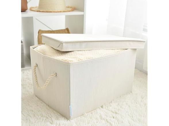 Sukkiri Homu 2-Pack Fabric Storage Baskets Ivory White
