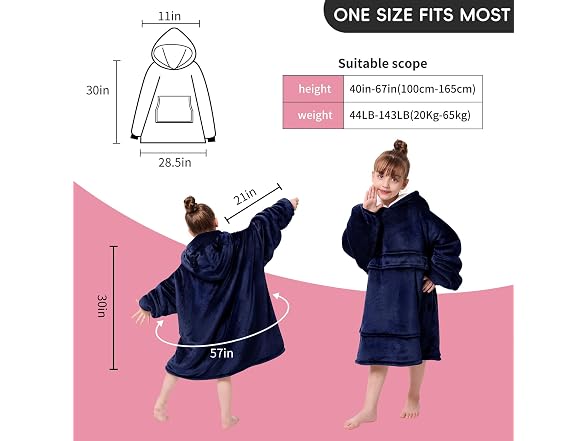 yescool Wearable Blanket Kids Hoodie