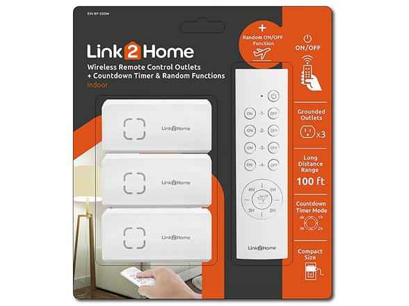 Teklectric Indoor Remote Control Outlets With Wireless Remote & Countdown Timer - Auto Shut Off, Child Safe