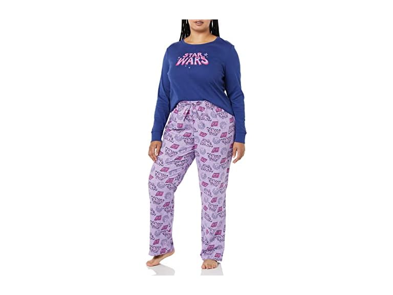 Amazon Essentials Disney | Marvel | Star Wars Women's Flannel Pajama Sleep Sets, Star Wars Logo Leia - Womens, X-Small